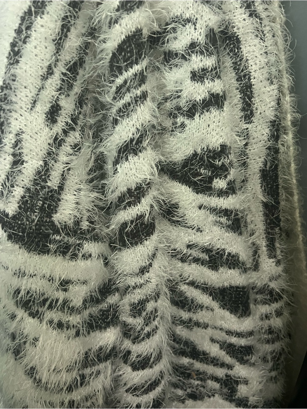 Mudd Black and White Fuzzy Striped Women's Cardigan